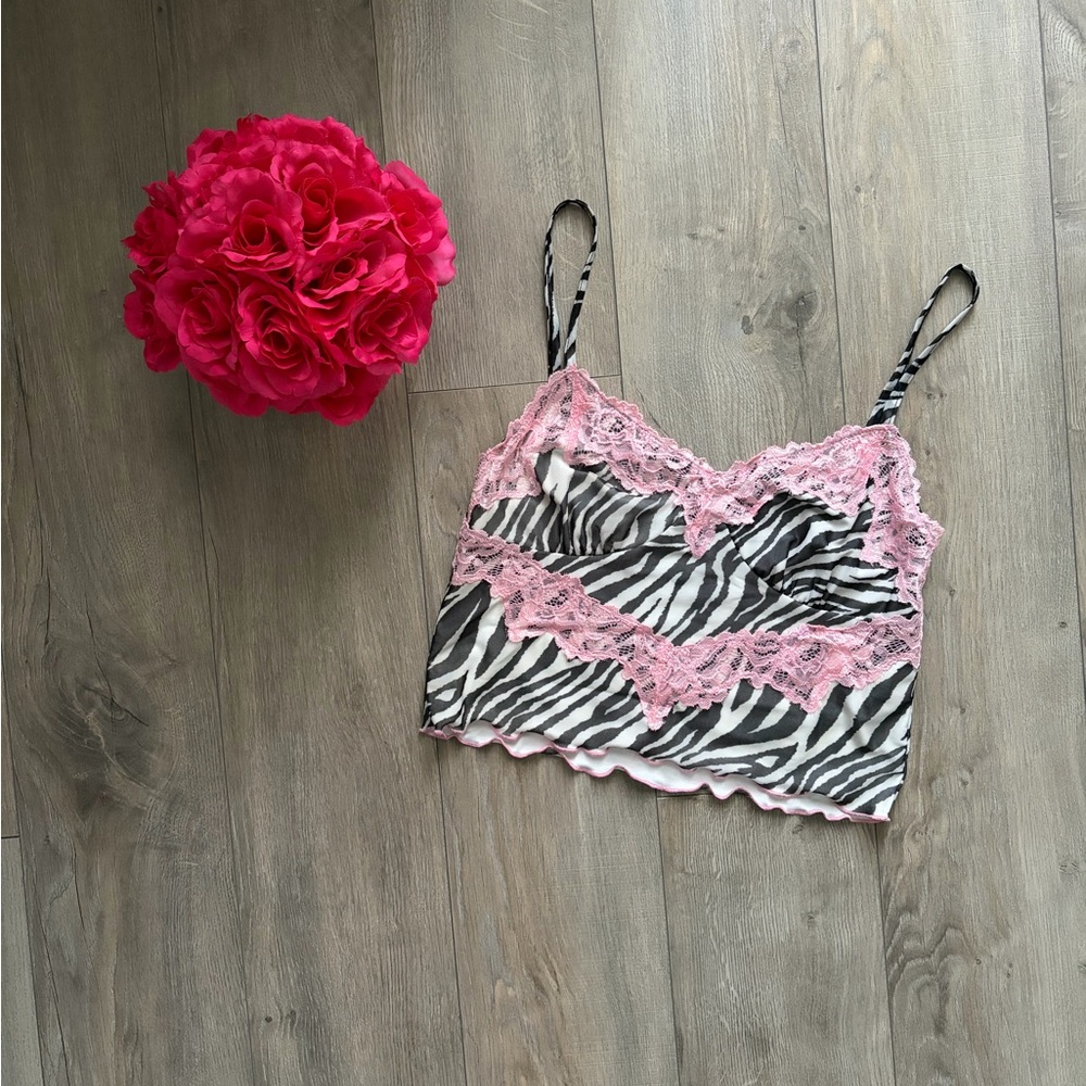 TIGER MIST ZEBRA STRIPED‎ CROP TOP TANK | SZ M